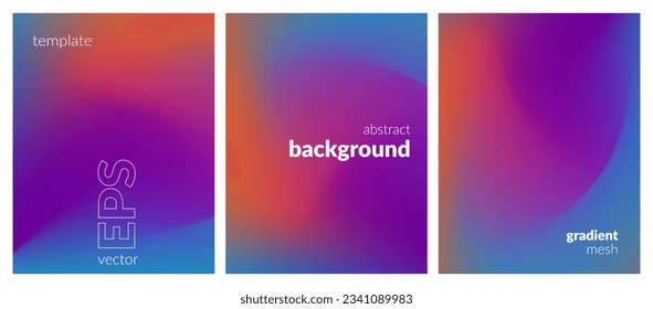 Collection. Abstract liquid background. Vibrant color blend. Blurred fluid colours. Gradient mesh. Modern design template for posters, ad banners, brochures, flyers, covers, websites. EPS vector image