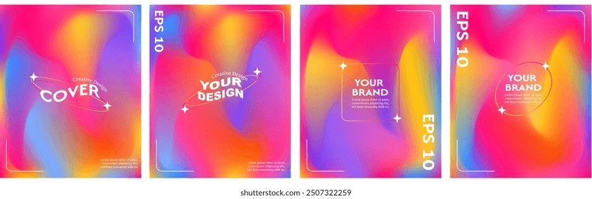 Collection of abstract liquid wave backgrounds. gradient color. The effect of combining dark and light colors. Modern design template for cover, advertising banner, poster, brochure, Vector EPS 10