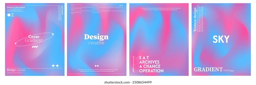 Collection of abstract liquid wave backgrounds in pink and soft blue combination. minimalist pastel colors. The effect of combining dark and light colors. Modern design template in EPS Vector