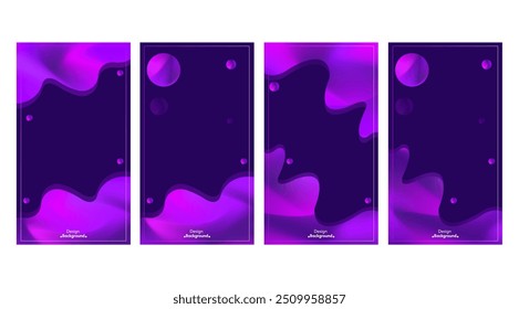 Colección de fondos de onda líquida abstracta. color degradado. El efecto combina colores púrpura claro y oscuro. Plantilla de diseño moderno para la cubierta del Web, Anuncio publicitario, cartel, folleto, volante. EPS