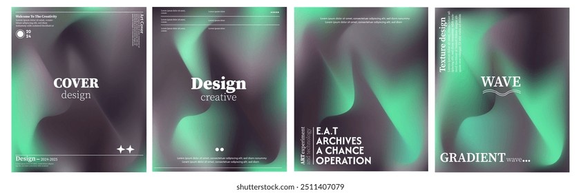 Coleção de fundos de ondas líquidas abstratas. cores verdes escuras e modernas. O efeito da combinação de cores claras e escuras. Modelo de design moderno para web cover, banner de publicidade, cartaz, brochura,