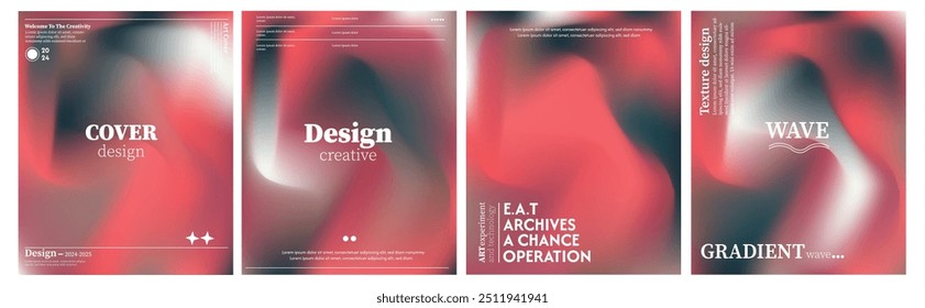 Coleção de planos de fundo abstratos de ondas líquidas. gradiente verde-branco vermelho. Modelo de design moderno para capas de web, banners de publicidade, cartazes, brochuras, folhetos. Vetor EPS