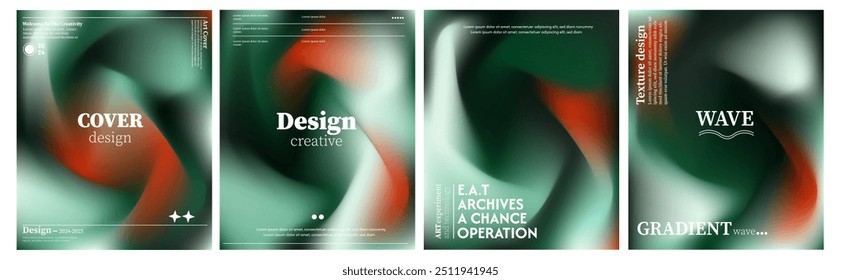 Collection of abstract liquid wave backgrounds. red white green gradient. Modern design template for web covers, advertising banners, posters, brochures, flyers. EPS vector