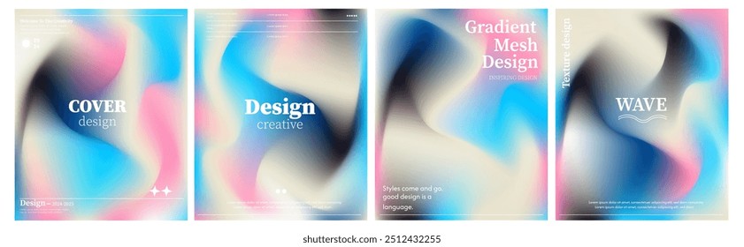 Coleção de planos de fundo abstratos de ondas líquidas. cor do gradiente. O efeito da combinação de cores claras e escuras. Modelo de design moderno para web cover, banner de publicidade, cartaz, brochura, folheto
