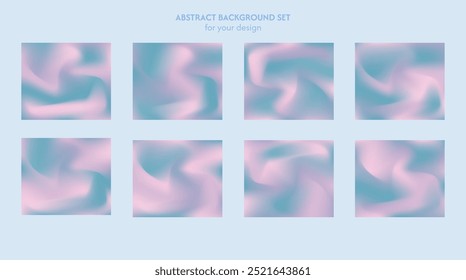 Coleção de planos de fundo abstratos de ondas líquidas. cor do gradiente. O efeito da combinação de cores claras e escuras. Modelo de design moderno para web cover, banner de publicidade, cartaz, brochura, folheto. EPS ve