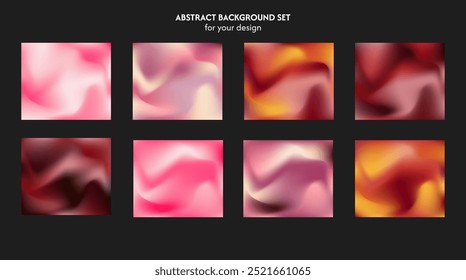 Colección de fondos de onda líquida abstracta. Textura suave de color pastel. El efecto de combinar colores oscuros y claros. Vector EPS Plantilla de diseño moderno