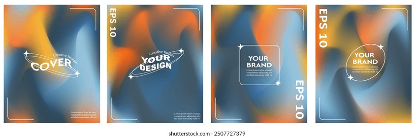 Collection of abstract liquid wave texture backgrounds. isolated gradient color. Modern design template for web cover, advertising banner, poster, brochure, flyer.