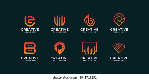 Colección de inspiración vectorial de diseño de logotipo abstracto. El logotipo puede utilizarse para icono, marca, identidad, degradado, plantilla y empresa
