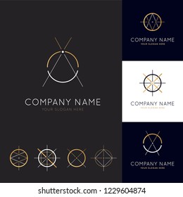 
Collection of abstract logos with circles and lines