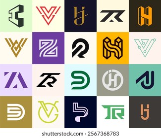 Collection of abstract logos with geometric letters