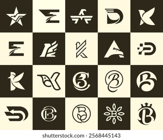 Collection of abstract logos with geometric letters 