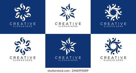 collection abstract luxury people family and human unity logo template. symbol for teamwork	
