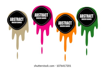 Collection of Abstract modern banner with colorful drip splash paint liquid ink design style illustration vector isolated background