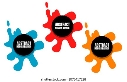 Collection of Abstract modern banner with colorful drip splash paint liquid ink design style illustration vector isolated background