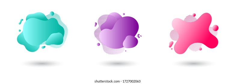 A collection of abstract modern graphic elements. Dynamic colored shapes and lines. Abstract gradient banner with flowing liquid form. A template for logo design, brochures, flyers, or presentations. 