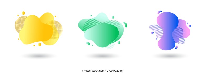 A collection of abstract modern graphic elements. Dynamic colored shapes and lines. Abstract gradient banner with flowing liquid form. A template for logo design, brochures, flyers, or presentations. 