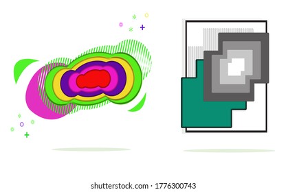 
Una colección de elementos gráficos abstractos modernos. Formas y líneas de color dinámico. abstracto de gradiente. Una plantilla de diseño, volantes o presentaciones. Vector