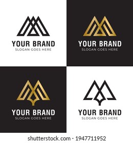 collection abstract monogram logo with letter M initial symbol