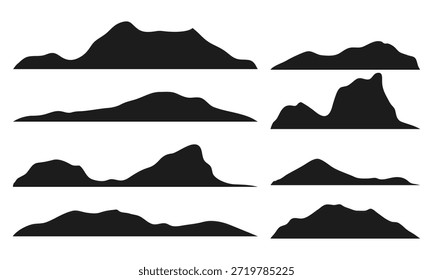 collection of abstract mountain landscape silhouettes showing varied ridge contours and horizon forms