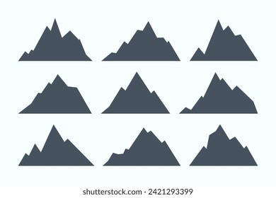 Collection of abstract mountain silhouette vector.