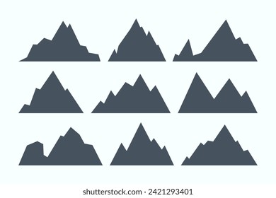 Collection of abstract mountain silhouette vector.