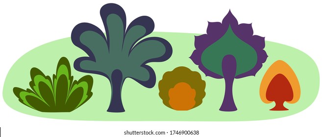 Collection of abstract multicolored patterns on a light background. Decorative floral pattern in cartoon style. EPS10 vector illustration