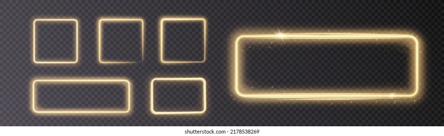 Collection of Abstract Neon Square Frames for Designing Portraits, Invitations, Postcards. Vector PNG