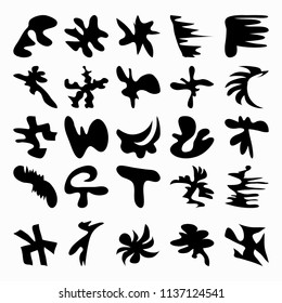 collection of abstract objects in black color vector illustration