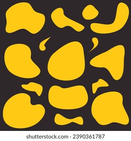 Collection of abstract organic fluid blobs irregular shapes