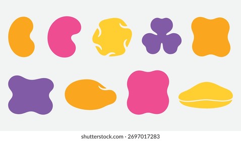 Una colección de Formas abstractas, orgánicas y redondeadas en varios colores, perfectas para fondos y Elementos de diseño modernos.
