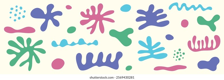 Collection of abstract organic shapes. Hand drawn elements. Vector illustration 