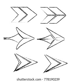 collection of abstract outline arrow icon next sign logo set isolated background