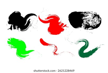 Collection of Abstract Paint Brush Strokes and Splatters
