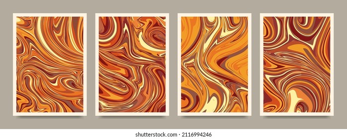 Collection of abstract paintings with liquid paint, for decor, banners, posters. Vector format.