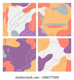 Collection Abstract patterns set with organic shapes, wall decoration, poster 