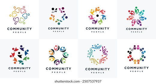 Collection of abstract people and human family vector logo designs	