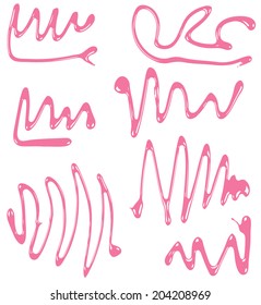Collection of abstract pink vector swirls.