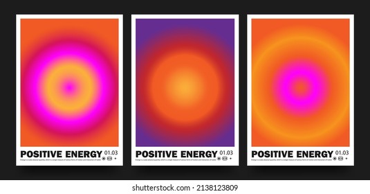 Collection abstract posters and blurred circles holographic background  Sunset light lamp circle vector 