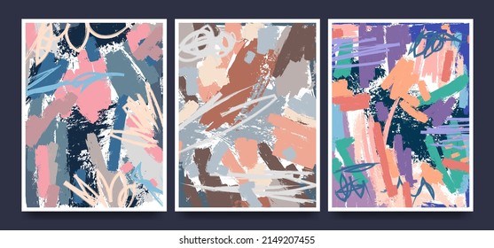 Collection Abstract Posters Oil Painting On Stock Vector (Royalty Free ...