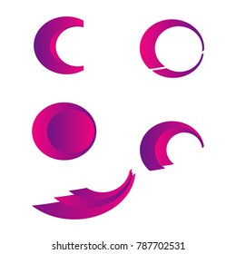 collection of abstract purple gradient logo illustration vector isolated on white background