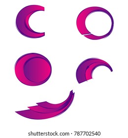 collection of abstract purple gradient logo illustration vector isolated on white background