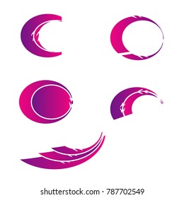collection of abstract purple gradient logo illustration vector isolated on white background