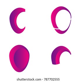 collection of abstract purple gradient logo illustration vector isolated on white background