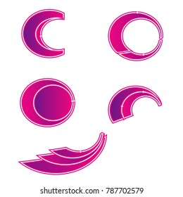 collection of abstract purple gradient logo illustration vector isolated on white background