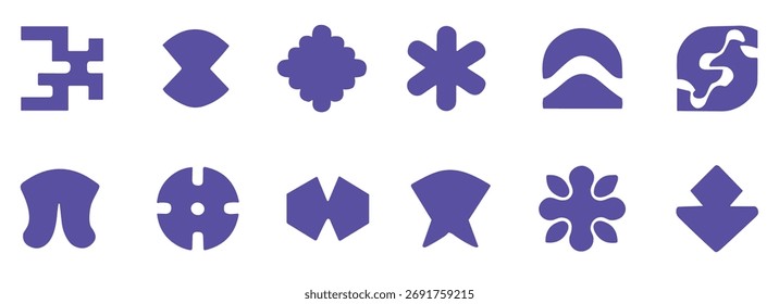 Coleção de formas roxas abstratas vetor 