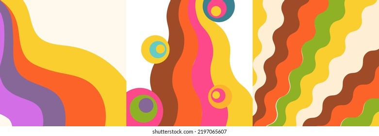 Collection of abstract rainbow backgrounds. Retro style 90s. Trippy Retro Background for Psychedelic 60s-70s