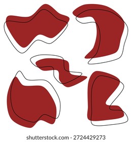 A collection of abstract red shapes with fluid outlines, expressing modern creativity, artistic freedom, and contemporary abstract design.