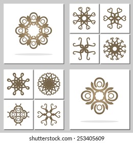 Collection of abstract round ornaments. Set of vector design elements for logo or corporate identity. Circle elements symbolize stability, creativity, balance. Useful for tattoo.