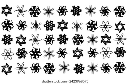 Collection of abstract round symbol pattern vector illustrations in white background