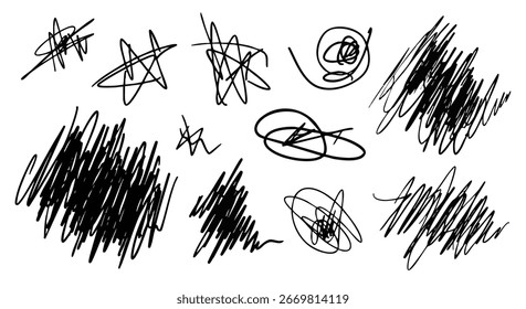 colección de garabatos abstractos y líneas caóticas, varias Formas y tamaños, perfecto para fondos o Elementos de Diseño gráfico